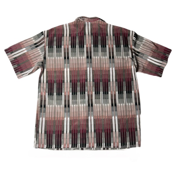 Vintage Monzini Collection Deco Skyscraper Polyester Cabana Shirt | short sleeve - Picture 2 of 7